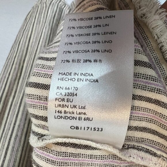 Urban Outfitters Midi Dress Stripe Prairie Linen Cottagecore Small - Picture 10 of 13